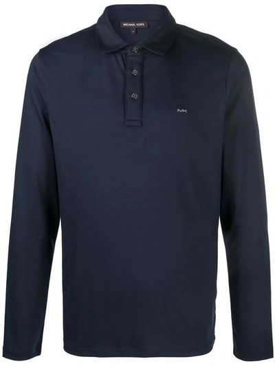 Shop Michael Kors Embroidered-logo Polo Shirt In Blau