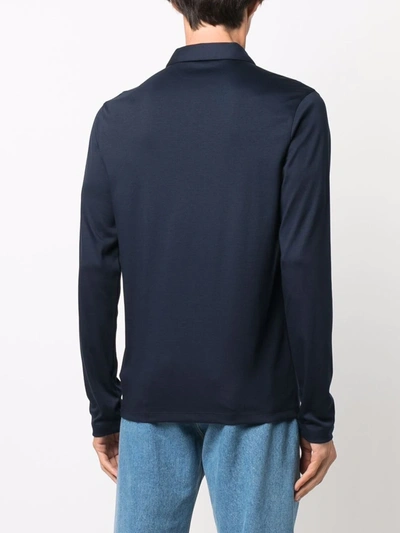Michael Kors Long-sleeve Cotton Polo Shirt In Blau