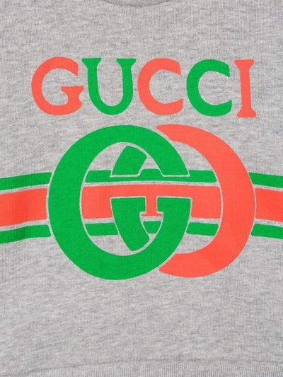 Shop Gucci Printed Logo Sweatshirt In Grey