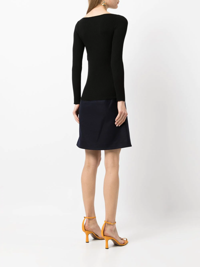 Shop Paule Ka Draped Wool Wrap-skirt Dress In Black