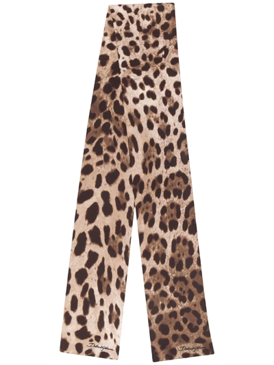 Shop Dolce & Gabbana Leopard Neck Tie In Neutrals