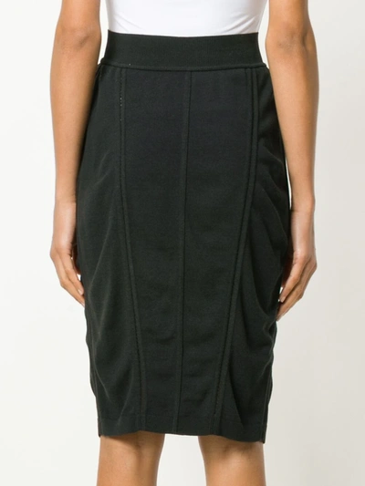 Pre-owned Alaïa 1980's Midi Draped Pencil Skirt In Black