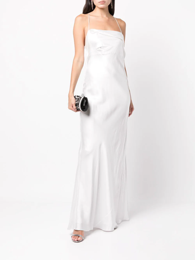 Shop Michelle Mason Silk Cowl Neck Gown In Neutrals