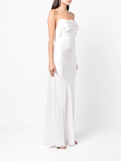 Michelle Mason Silk Cowl Neck Gown In Neutrals