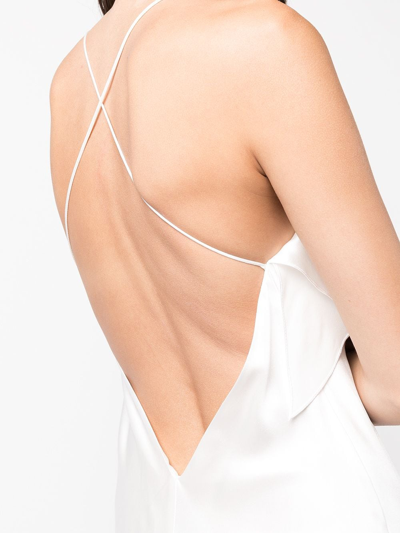 Michelle Mason Silk Cowl Neck Gown In Neutrals