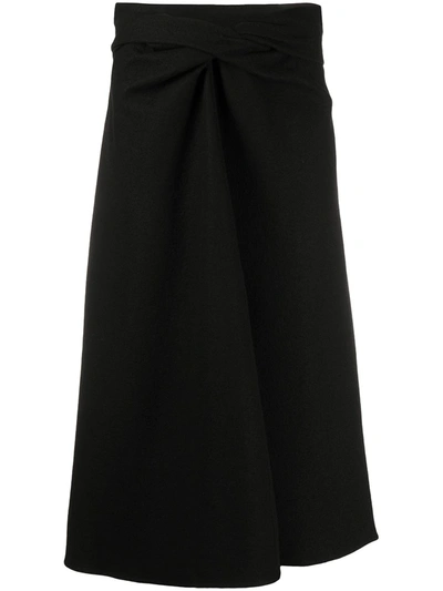 Shop Lemaire Twisted Waist Skirt In Black