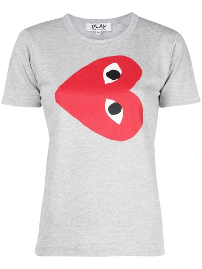 Shop Comme Des Garçons Play Contrast Logo T-shirt In Grey