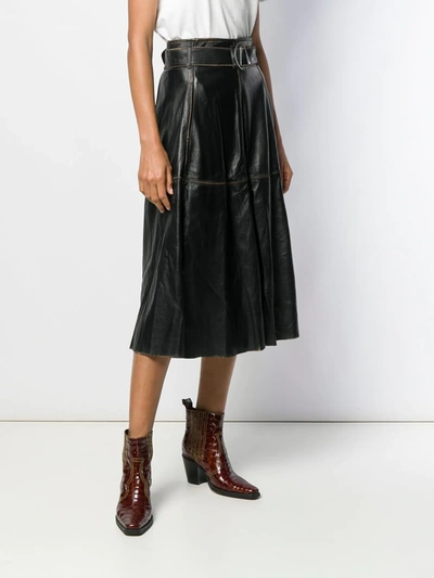 Shop Golden Goose Akemi Leather A-line High Waist Skirt In Black