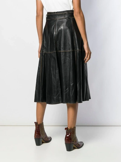 Shop Golden Goose Akemi Leather A-line High Waist Skirt In Black