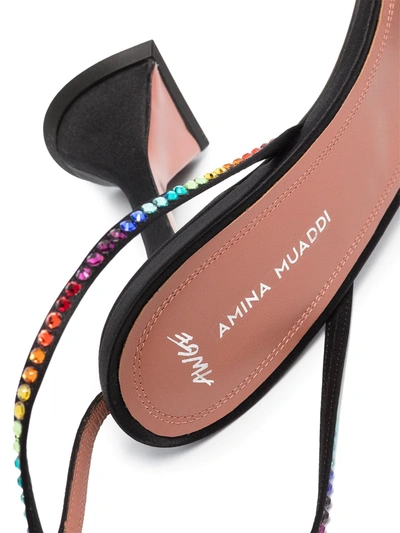 Shop Amina Muaddi X Awge Black Lsd 95 Gladiator Sandals