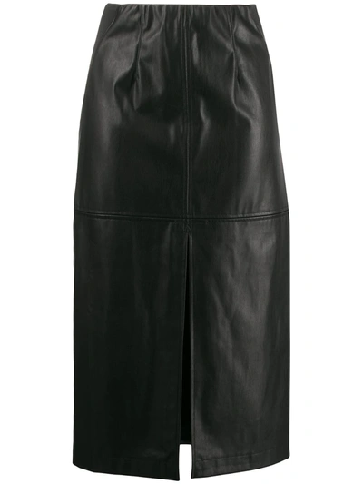 Shop Patrizia Pepe Front Slit Skirt In Black