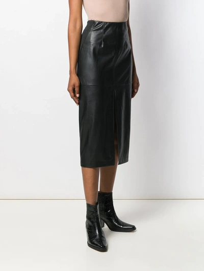 Shop Patrizia Pepe Front Slit Skirt In Black