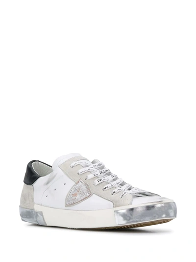 Philippe Model Calf Leather Prsx Sneakers In Vintage-effect In White