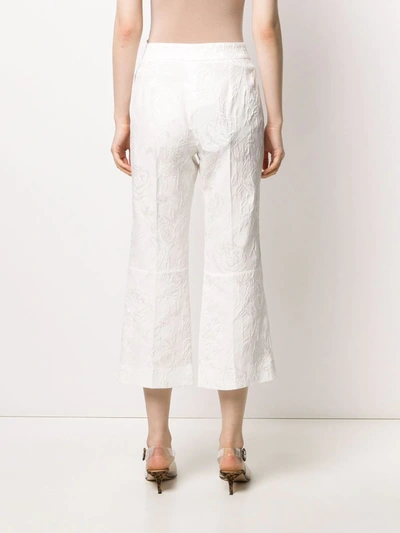 Shop Dolce & Gabbana Floral Brocade Cropped Trousers In White