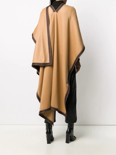 Shop Balmain Contrast-trim Draped Poncho In Neutrals