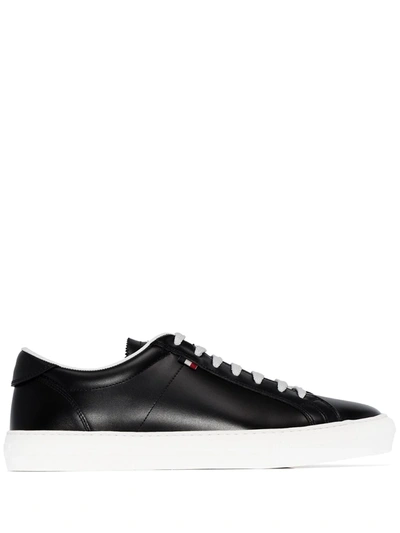 Shop Moncler New Monaco Leather Sneakers In Black