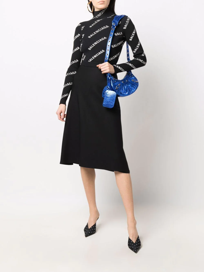 Shop Balenciaga High-waisted Midi Skirt In Black