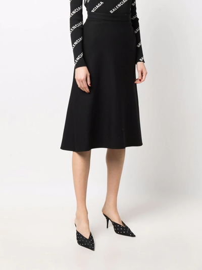 Shop Balenciaga High-waisted Midi Skirt In Black