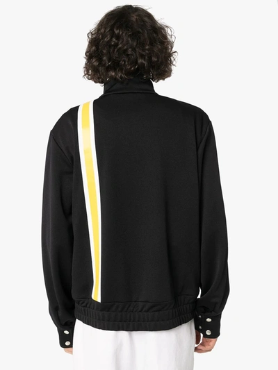 Shop Palm Angels Monogram Striped Track Jacket In Black