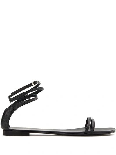Shop Giuseppe Zanotti Catia Flat Sandals In Black
