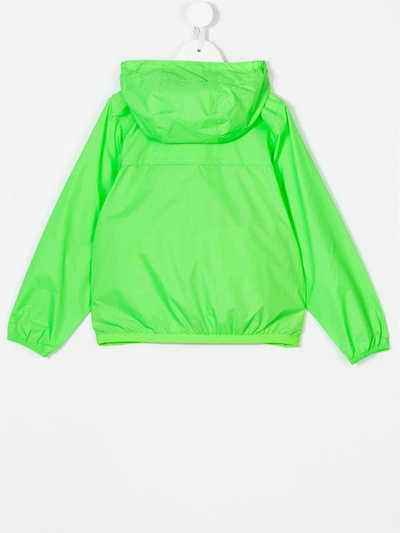 Shop K-way Striped Trim Hooded Jacket In Green