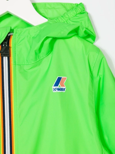 Shop K-way Striped Trim Hooded Jacket In Green