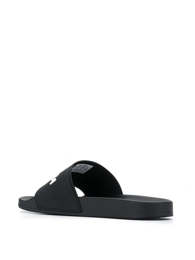 Shop Balenciaga Logo Pool Slides In Black