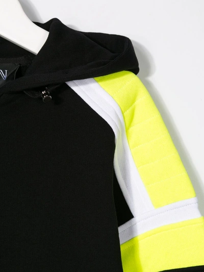 Shop Balmain Colour Block Hoodie In Black