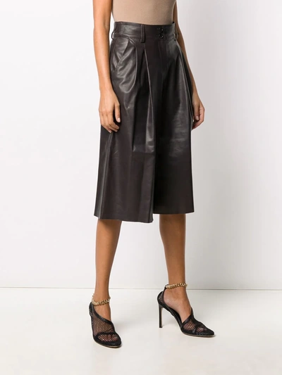 Shop Dolce & Gabbana Pleated Leather Culottes In Brown