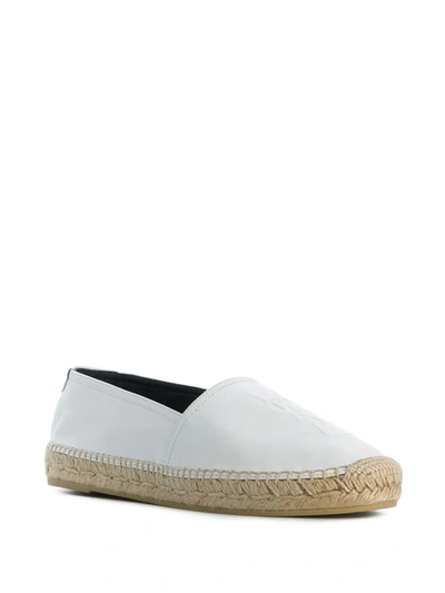 Shop Saint Laurent Monogram Embossed Espadrilles In White