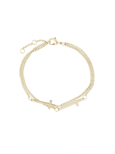 Shop Dsquared2 Double Cross Bracelet In Metallic