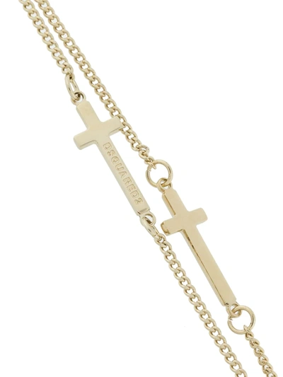 Shop Dsquared2 Double Cross Bracelet In Metallic