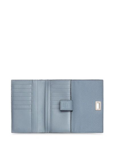 Shop Fendi Twist-lock Calf Leather Wallet In Blue