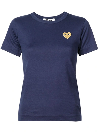 Shop Comme Des Garçons Play Logo-patch Cotton T-shirt In Blue