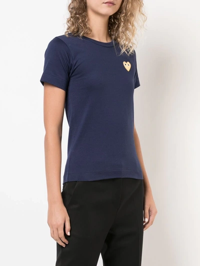 Shop Comme Des Garçons Play Logo-patch Cotton T-shirt In Blue