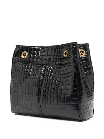 Shop Saint Laurent Claude Crocodile-effect Tote Bag In Black