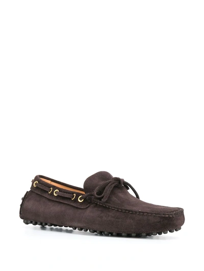 Shop Car Shoe Laced Suede Loafers In Brown