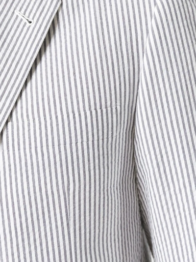 Shop Thom Browne Single Breasted Sport Coat With Half Lining In Seersucker In White