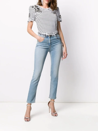 Shop Balmain Mid-rise Cropped Skinny Jeans In Blue