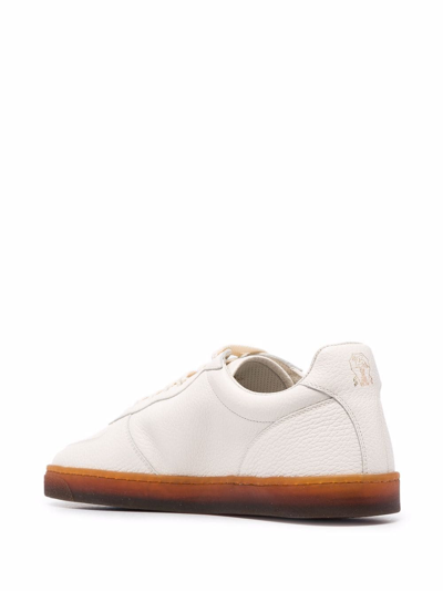 Shop Brunello Cucinelli Low-top Lace-up Sneakers In Nude