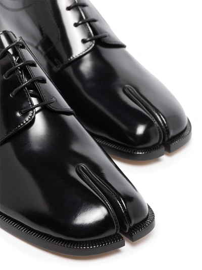 Maison Margiela Black Leather Tabi Lace-up Shoes In Black