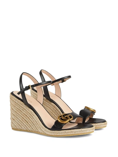 Shop Gucci Aitana 85mm Espadrille Wedge Sandals In Black