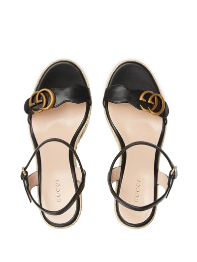 Shop Gucci Aitana 85mm Espadrille Wedge Sandals In Black