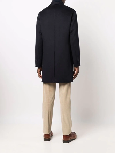 Paltò Fitted Double-breasted Coat In Blau