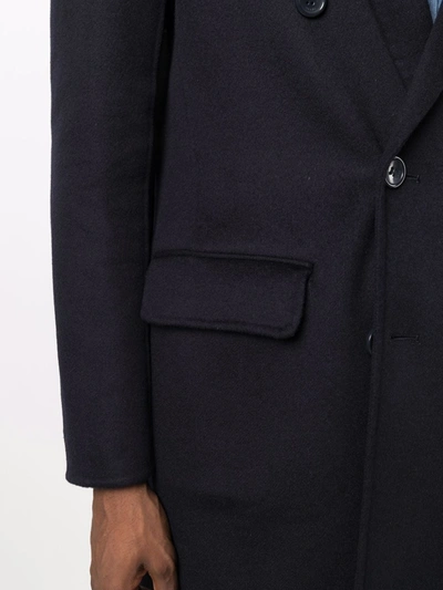 Paltò Fitted Double-breasted Coat In Blau