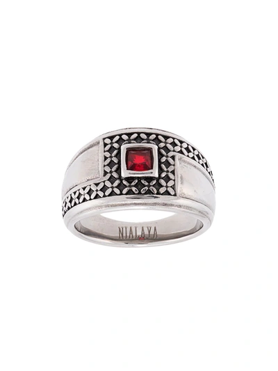 Shop Nialaya Jewelry Pavé Stone Detail Ring In Silver