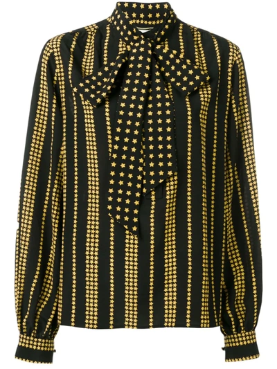 Shop Saint Laurent Star Print Blouse In Black