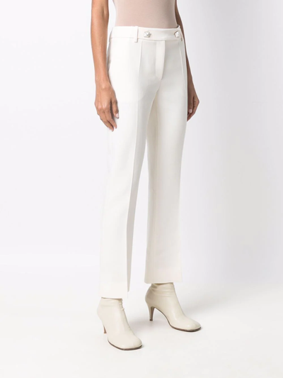 Shop Valentino Tailored Straight-leg Trousers In White