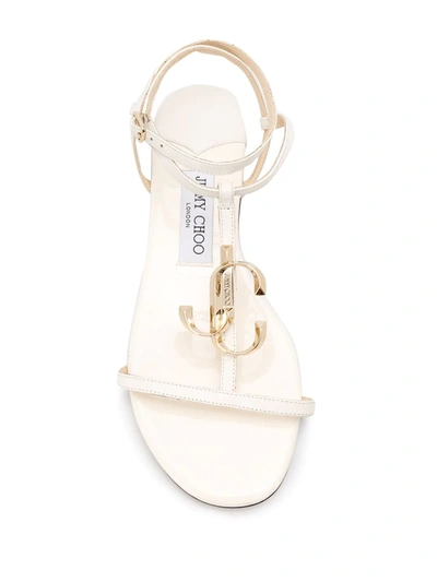 Shop Jimmy Choo Alodie Logo Flat Sandals In White