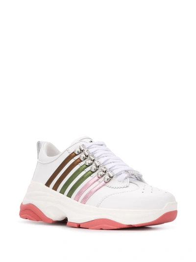 Shop Dsquared2 Multi-striped Low-top Chunky Sneakers In White